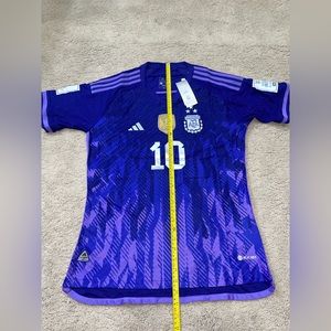 Lionel Messi Argentina 2022 World Cup Champions 3 Star Match Away Soccer…